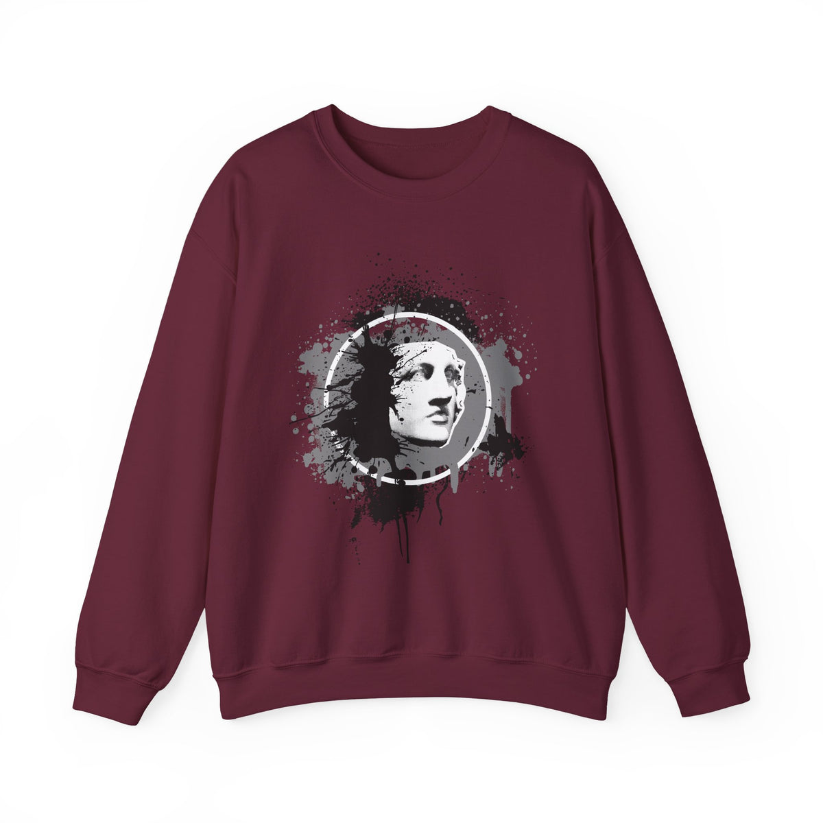 Classical Statue Ink-Splash Crewneck Sweatshirt