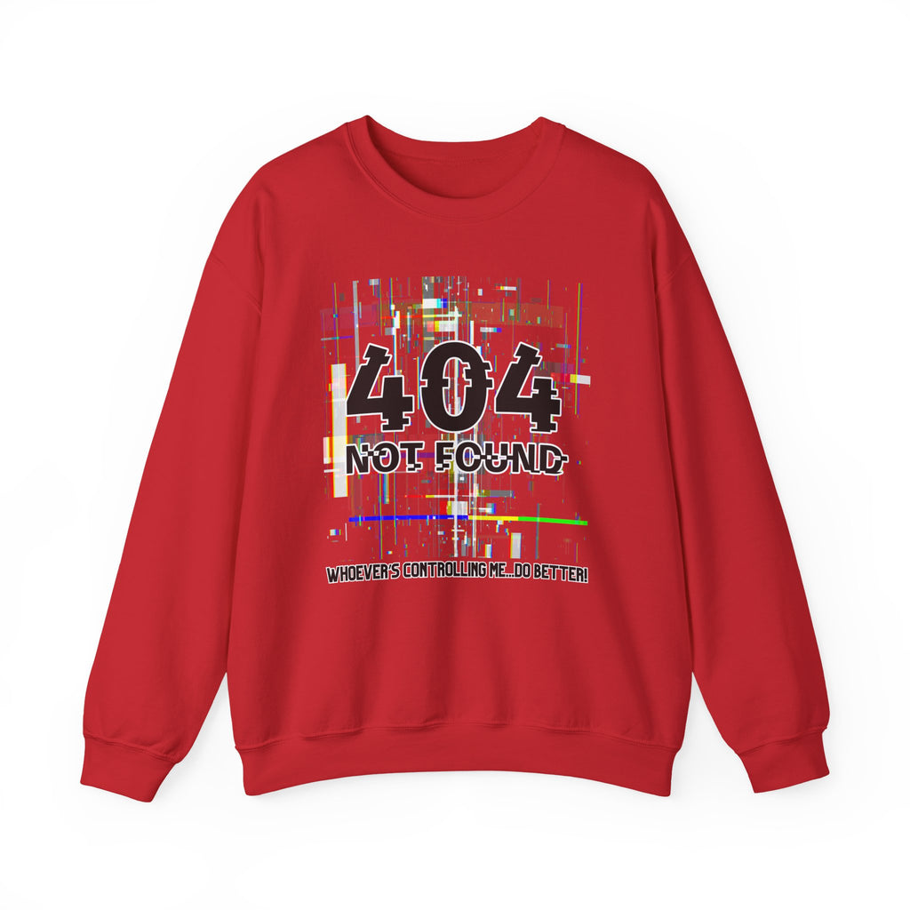 404 Not Found Crewneck Sweatshirt — Glitch Tech Graphic Pullover