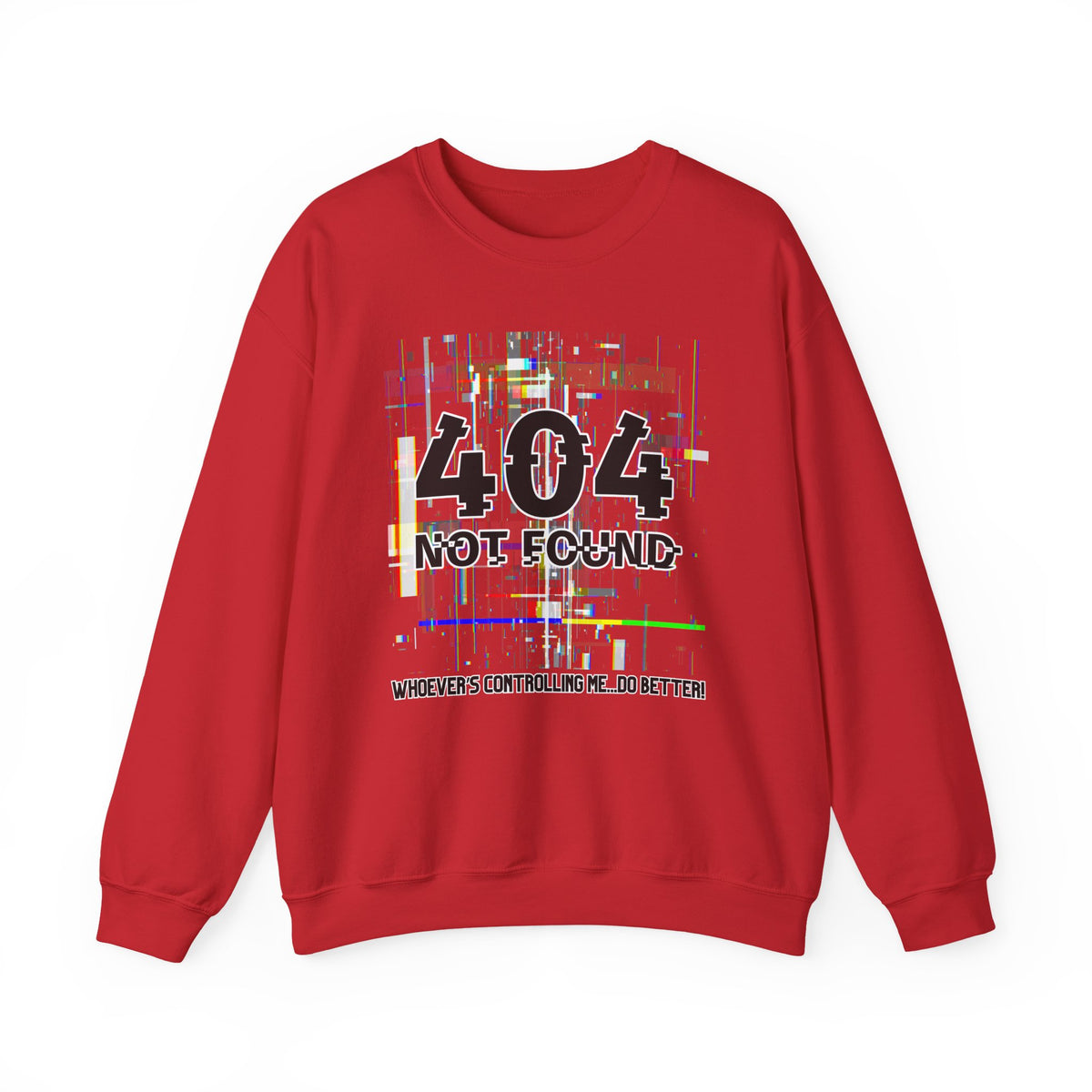 404 Not Found Crewneck Sweatshirt — Glitch Tech Graphic Pullover