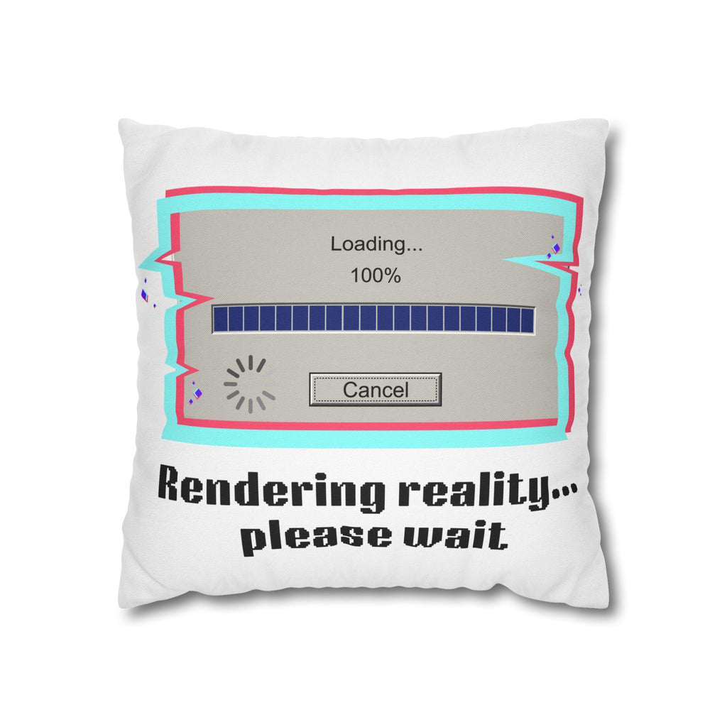 Square Pillowcase — "Rendering Reality... Please Wait" Retro Loading Bar Decorative Pillowcase