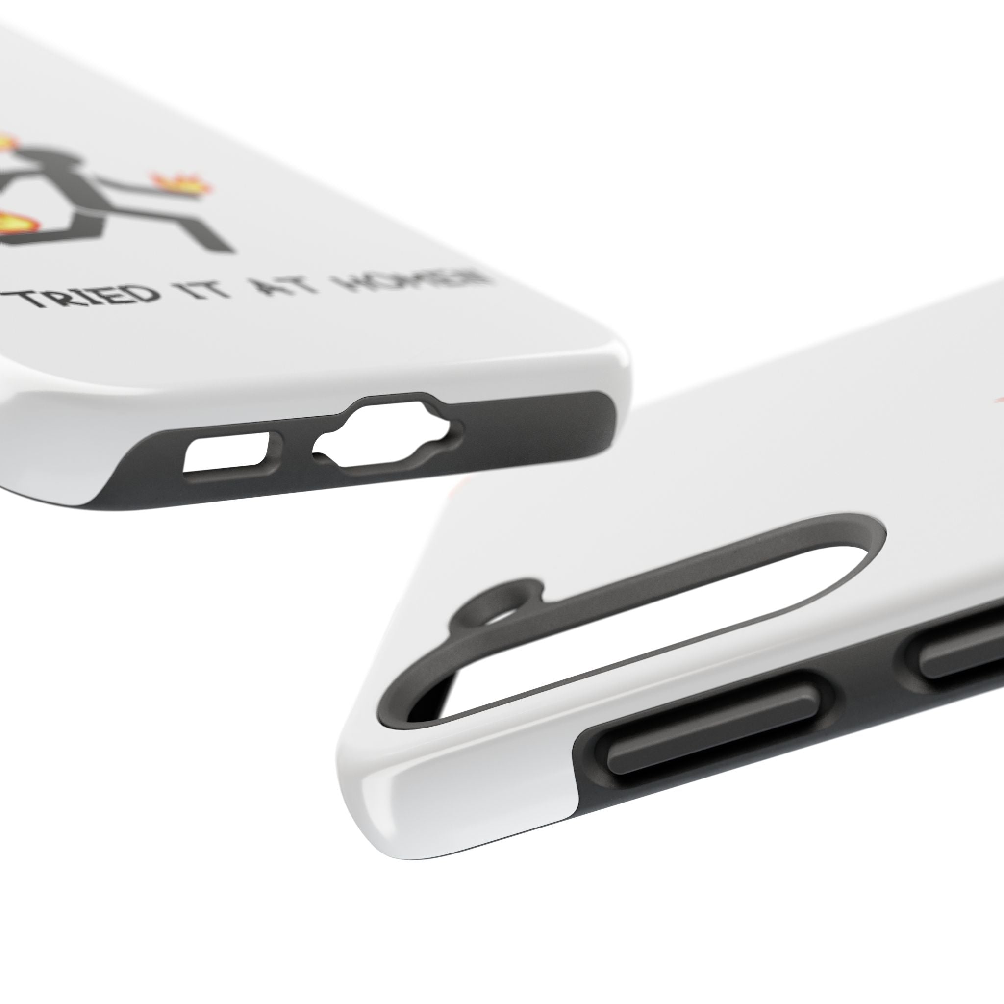 Tough Phone Case — Funny "I Tried It at Home" Stunt Stick Figure Design