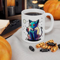 Alien Cat Ceramic Mug — Colorful Space Kitty Coffee Cup (11oz/15oz)