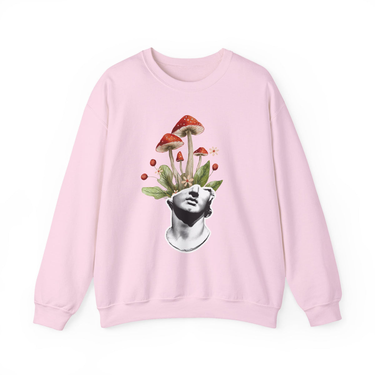 Mushroom Head Art Sweatshirt — Surreal Botanical Crewneck