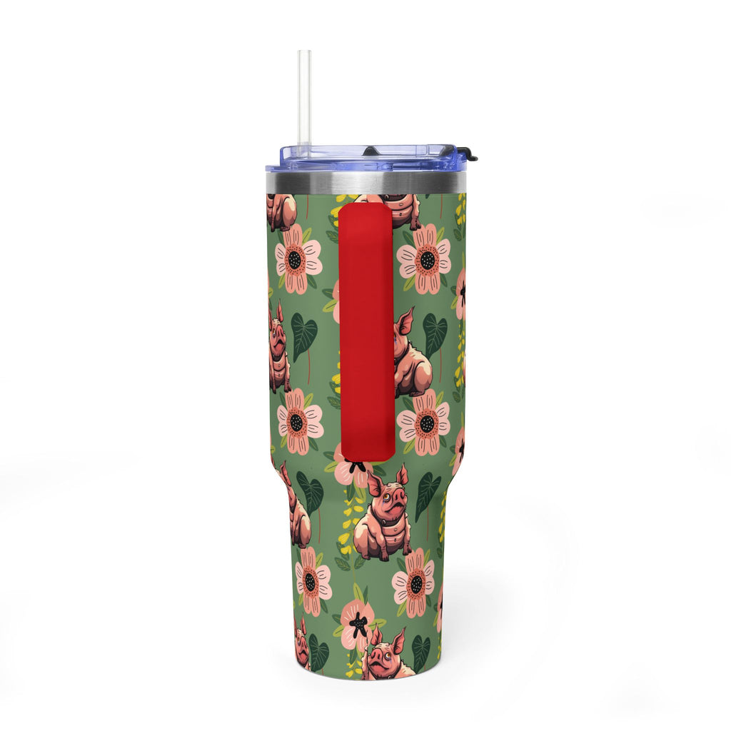 40oz Floral Squonk Tumbler — Insulated Vacuum Travel Mug