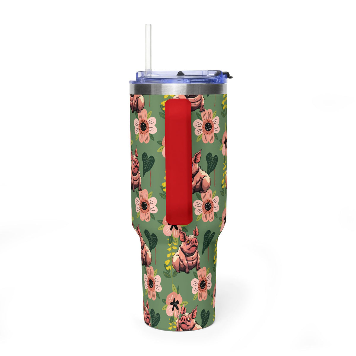40oz Floral Squonk Tumbler — Insulated Vacuum Travel Mug