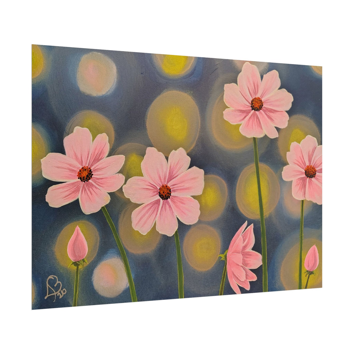 Backlit Flowers Poster — Rolled Wall Art with Bokeh Lights