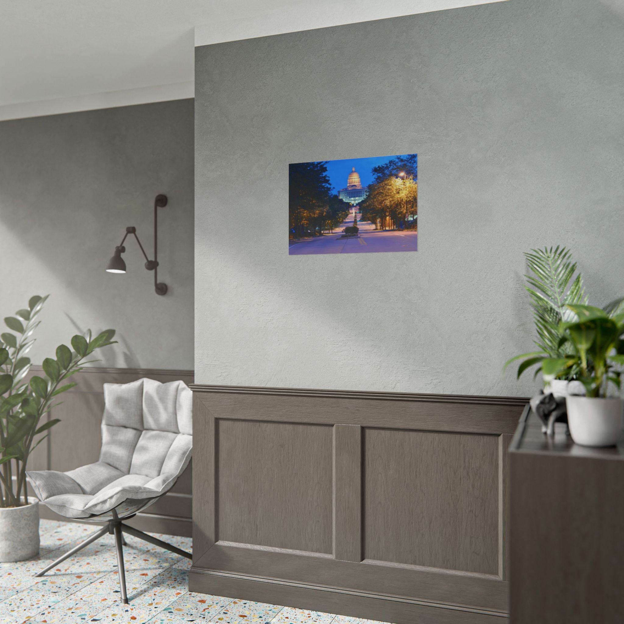Rolled Poster — Nighttime Missouri Capitol Building Cityscape Wall Art