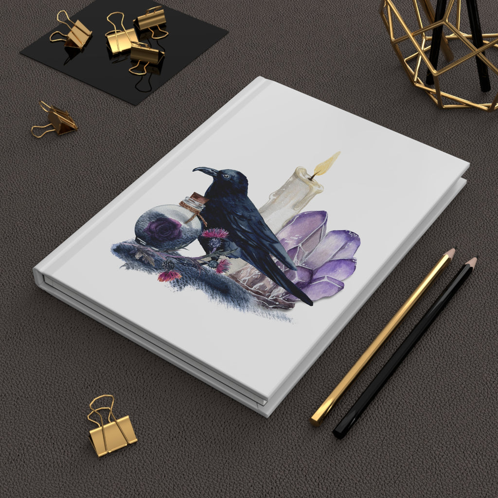 Raven & Crystals Hardcover Journal — Witchy Crystal, Candle & Potion Notebook