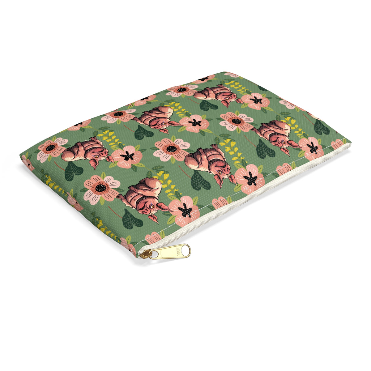 Floral Squonk Accessory Pouch — Cute Cryptid Makeup & Travel Zipper Bag