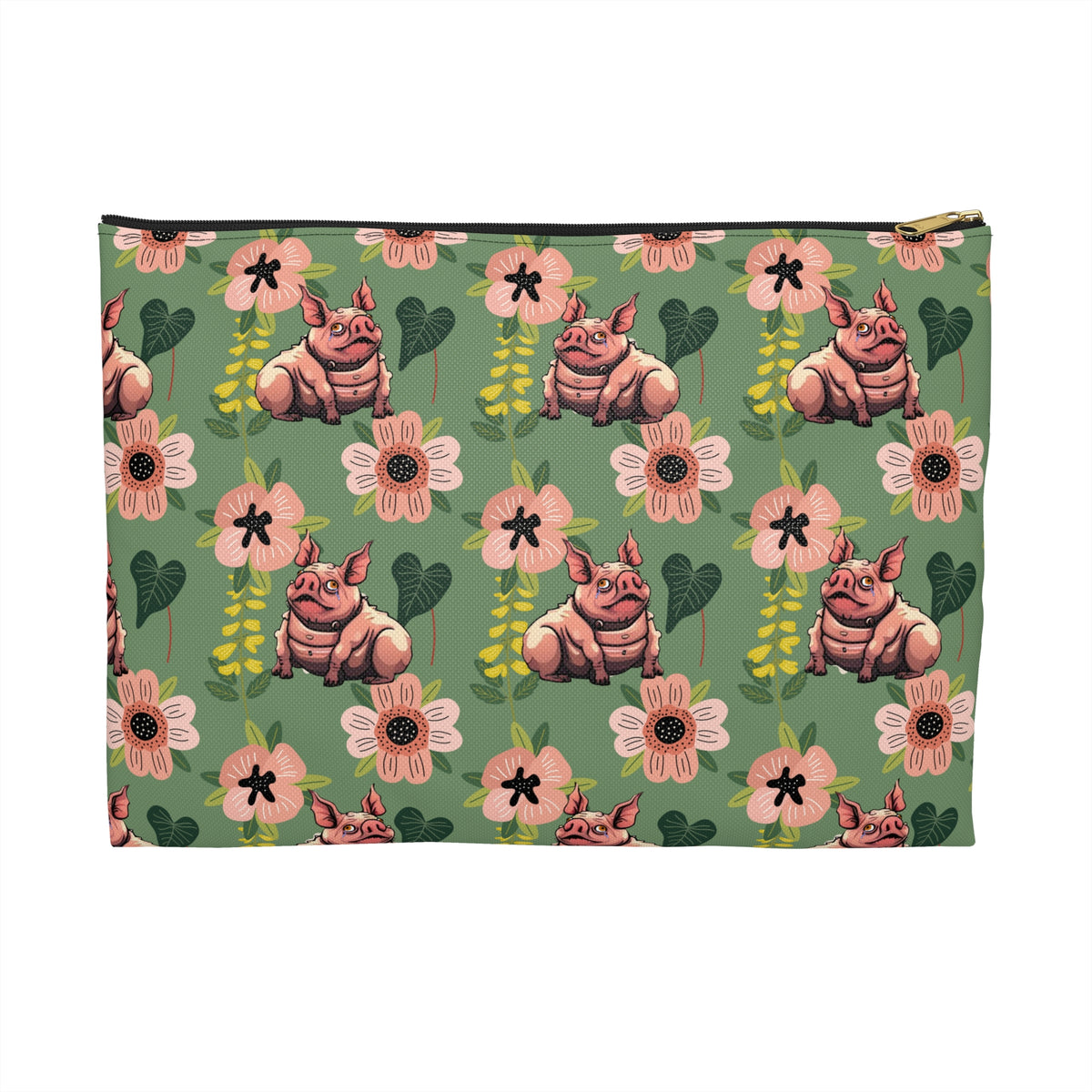 Floral Squonk Accessory Pouch — Cute Cryptid Makeup & Travel Zipper Bag