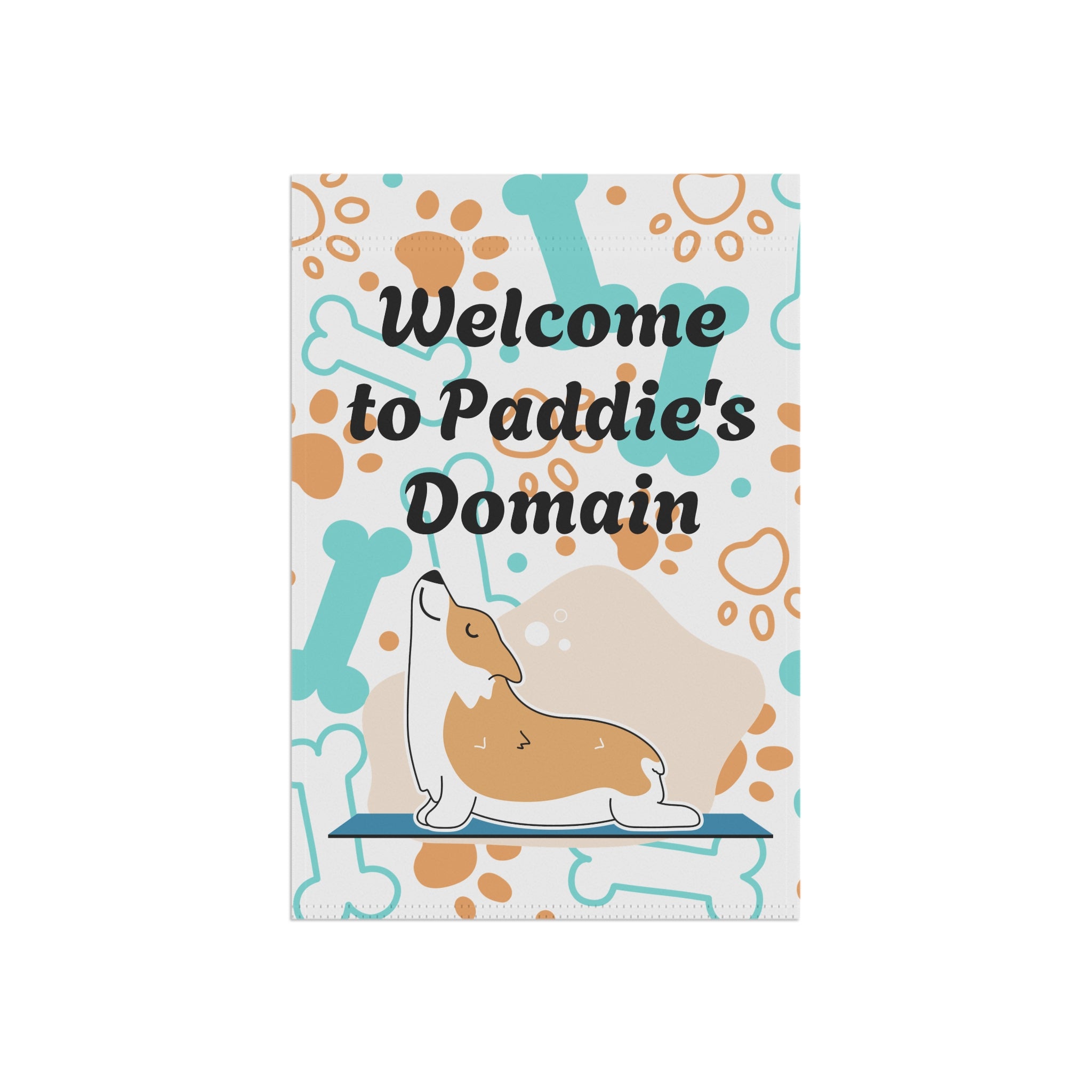 Personalize it! Corgi Garden Flag - "Welcome to Paddie's Domain" Decorative House Banner