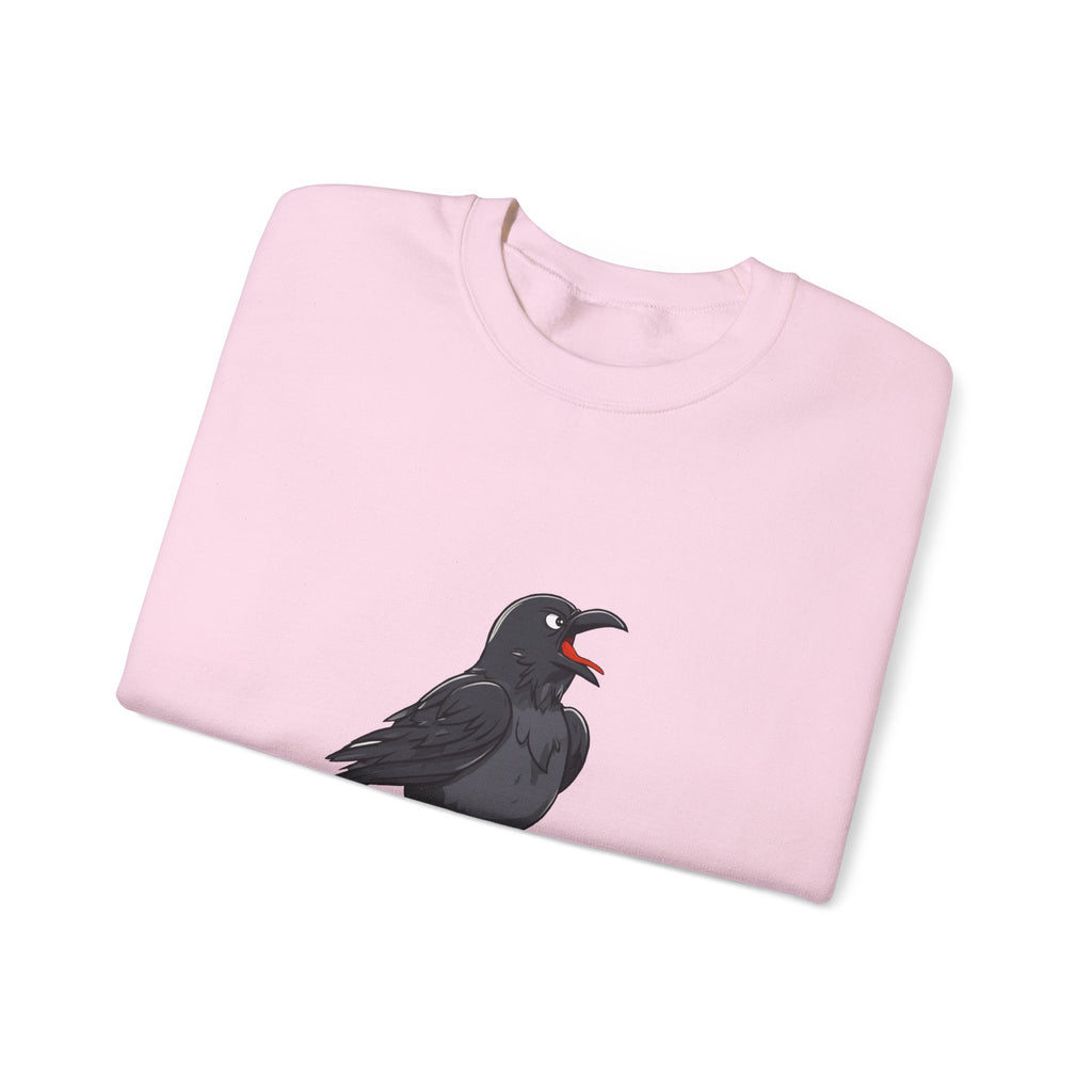 Crewneck Sweatshirt — Screaming Crow Graphic with "FUC AWF" Text
