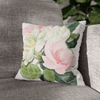 Peony Floral Garden Pillowcase — Pink & White Decorative Throw Pillowcase