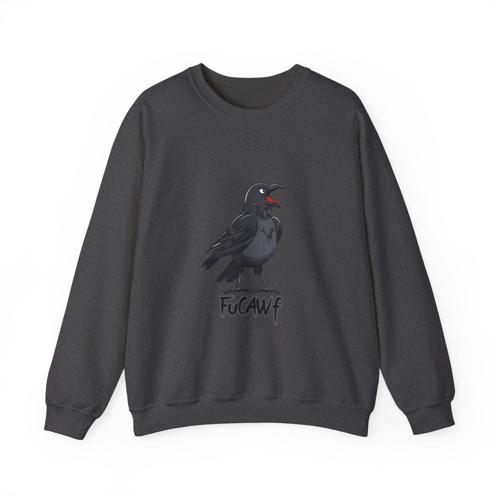 Crewneck Sweatshirt — Screaming Crow Graphic with "FUC AWF" Text