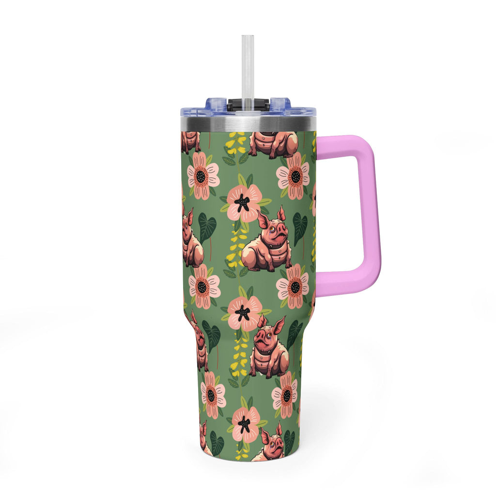 40oz Floral Squonk Tumbler — Insulated Vacuum Travel Mug