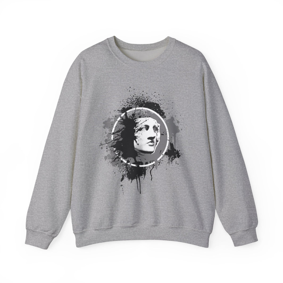 Classical Statue Ink-Splash Crewneck Sweatshirt