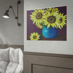 Yellow Sunflowers in Blue Vase Rolled Art Print