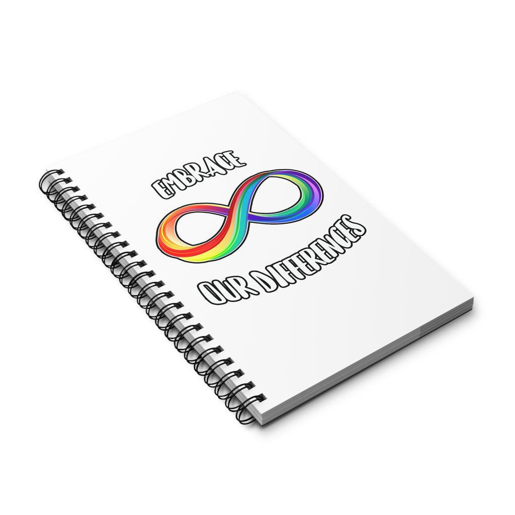 Spiral Journal — "Embrace Our Differences" Rainbow Infinity Notebook