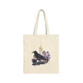 Gothic Crow & Crystal Tote Bag — Witchy Candle Canvas Tote