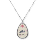 Personalized Pet Oval Necklace – Custom Name Paw Print Memorial Pendant