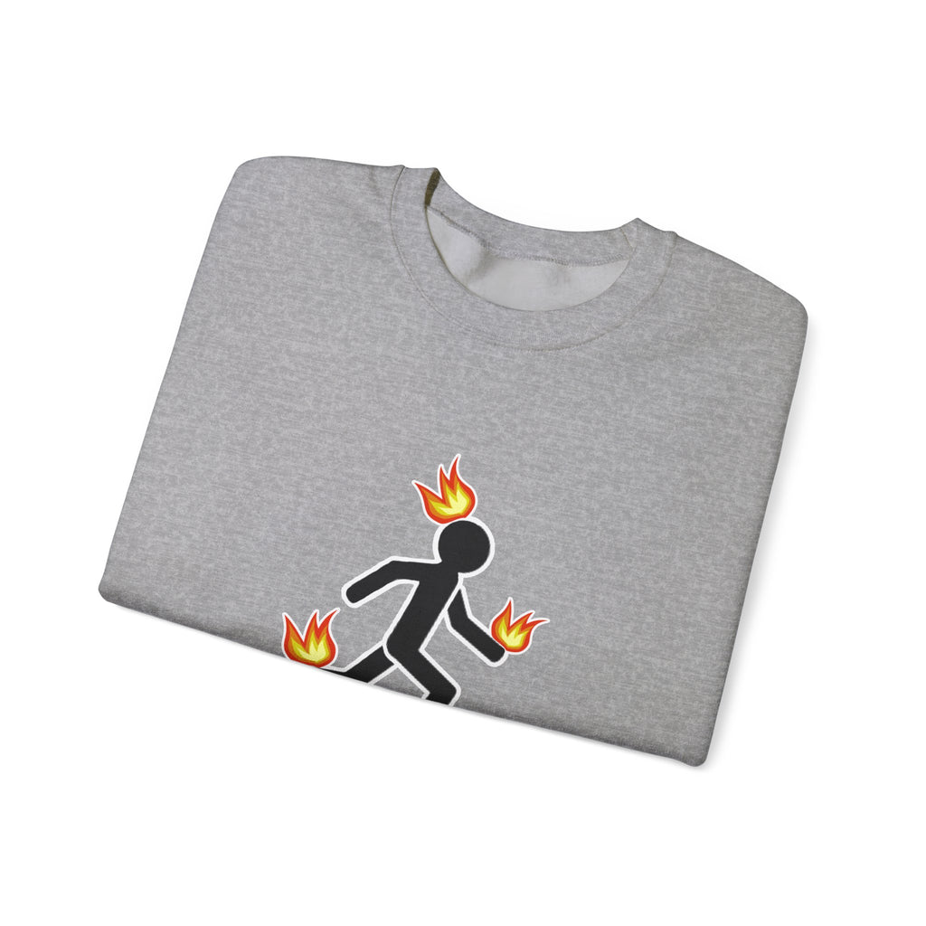 Crewneck Sweatshirt — I Tried It At Home (Funny Stick Figure on Fire Graphic)