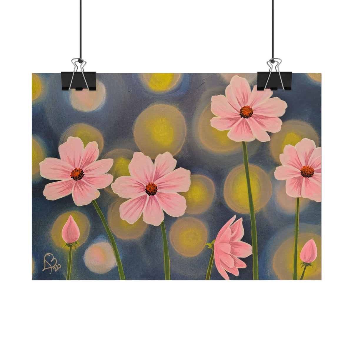 Backlit Flowers Poster — Rolled Wall Art with Bokeh Lights