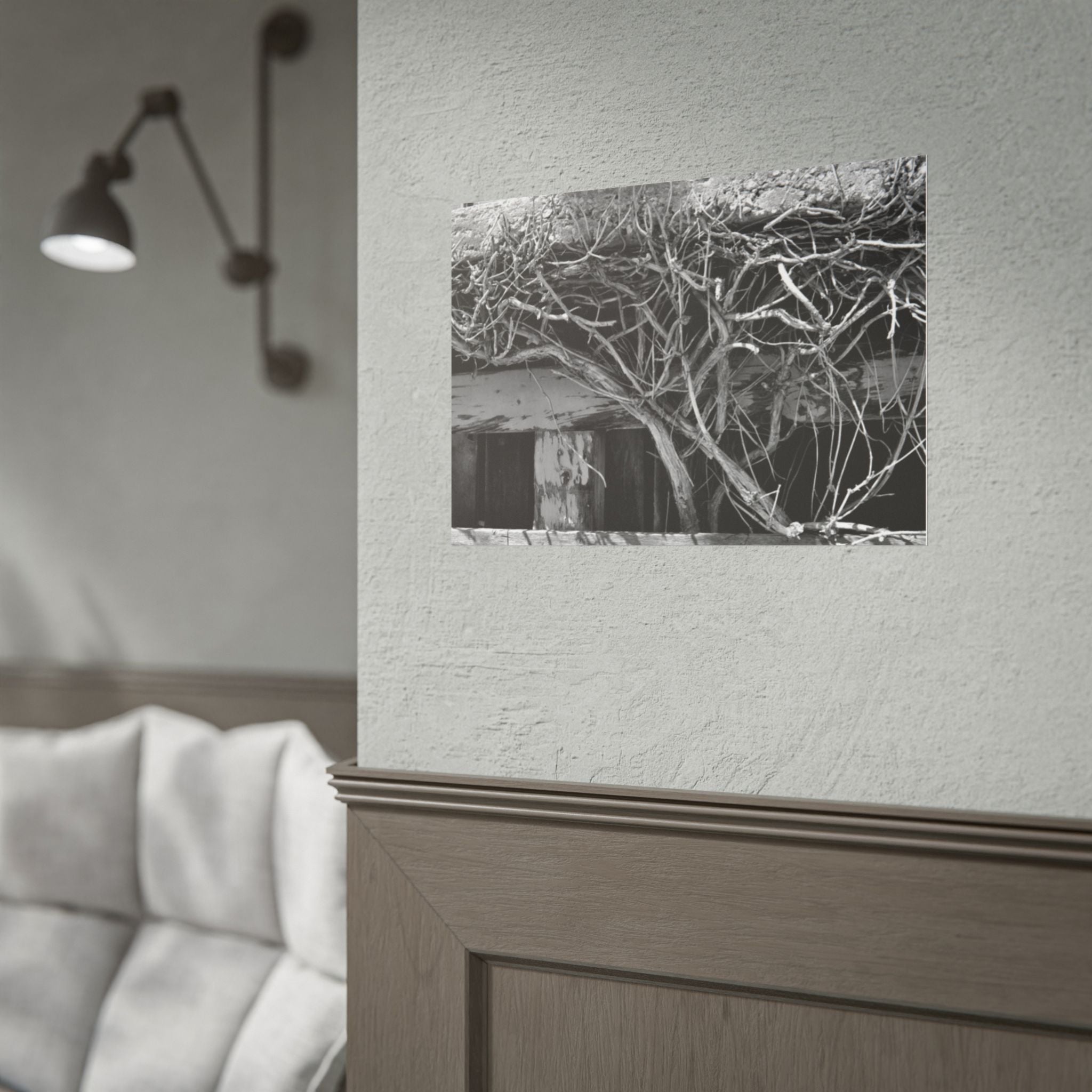 Black & White Rustic Vine Photography Poster — Rolled Wall Art