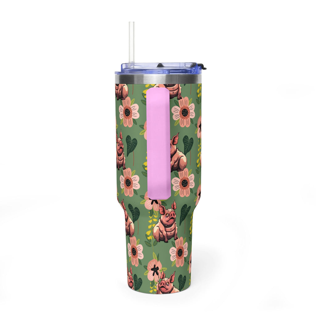 40oz Floral Squonk Tumbler — Insulated Vacuum Travel Mug