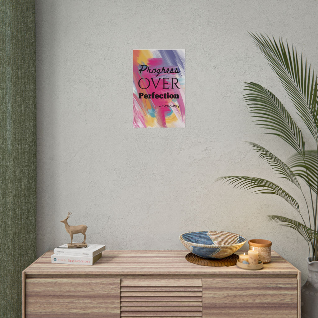 "Progress Over Perfection" – Motivational Wall Art for Office, Studio & Classroom