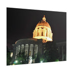 Nighttime Missouri Capitol Dome Rolled Poster — Illuminated Government Building Wall Art