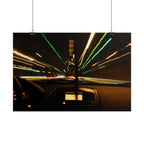Night Drive Light Trails Poster - Rolled Wall Art