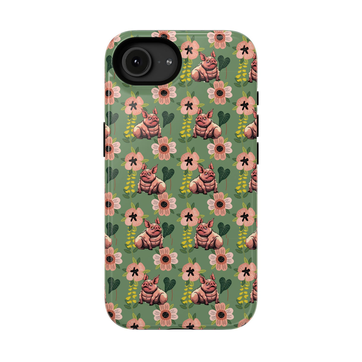 Floral Squonk Pattern Impact Phone Case — Protective iPhone Cover with Pink Flowers
