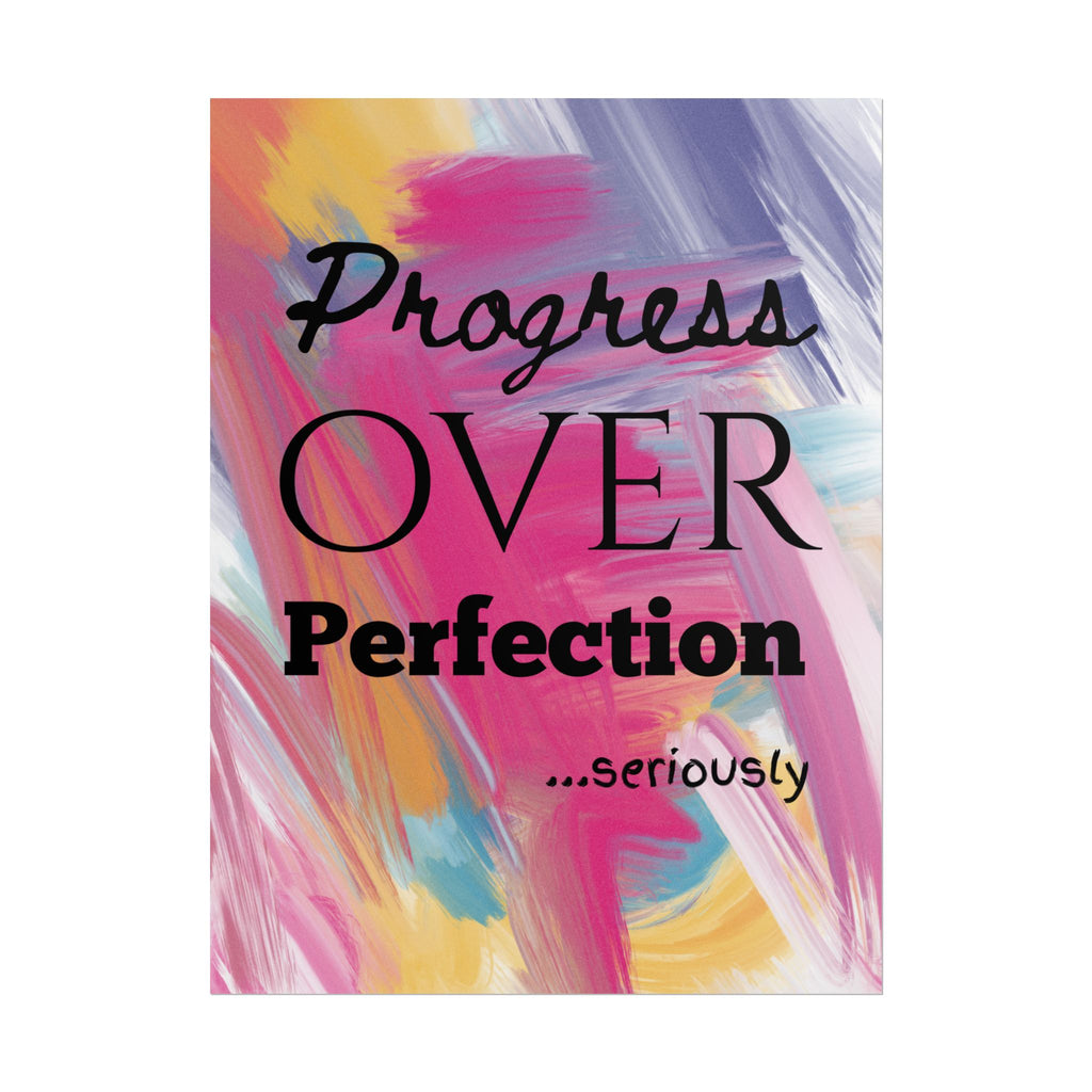 "Progress Over Perfection" – Motivational Wall Art for Office, Studio & Classroom