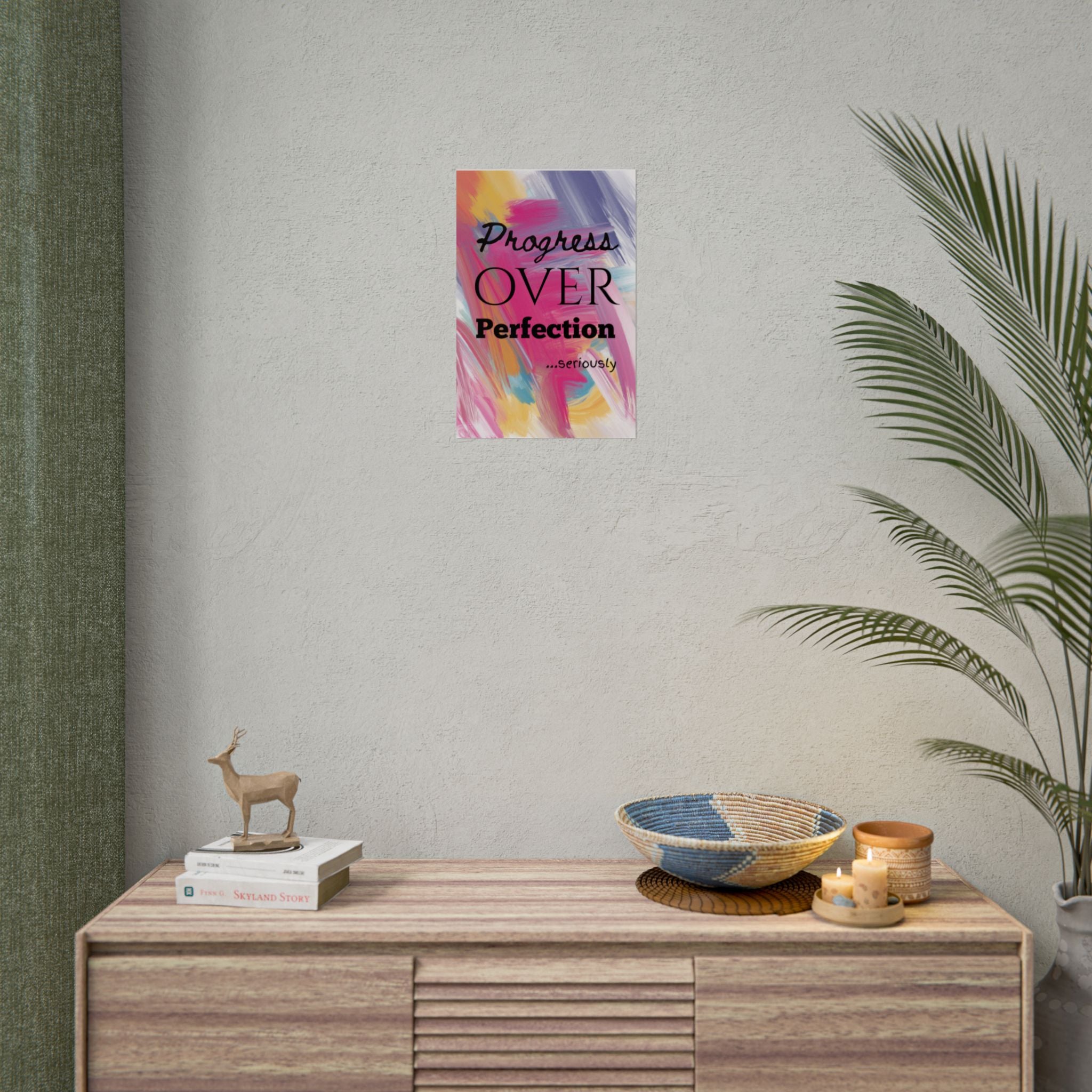 "Progress Over Perfection" – Motivational Wall Art for Office, Studio & Classroom