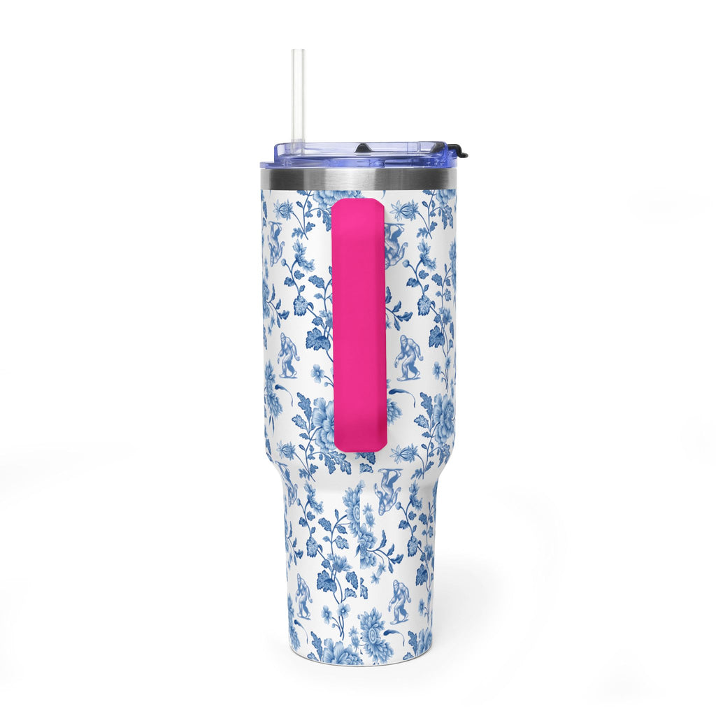 40oz Bigfoot Floral Vacuum Tumbler – Insulated Travel Mug with Straw