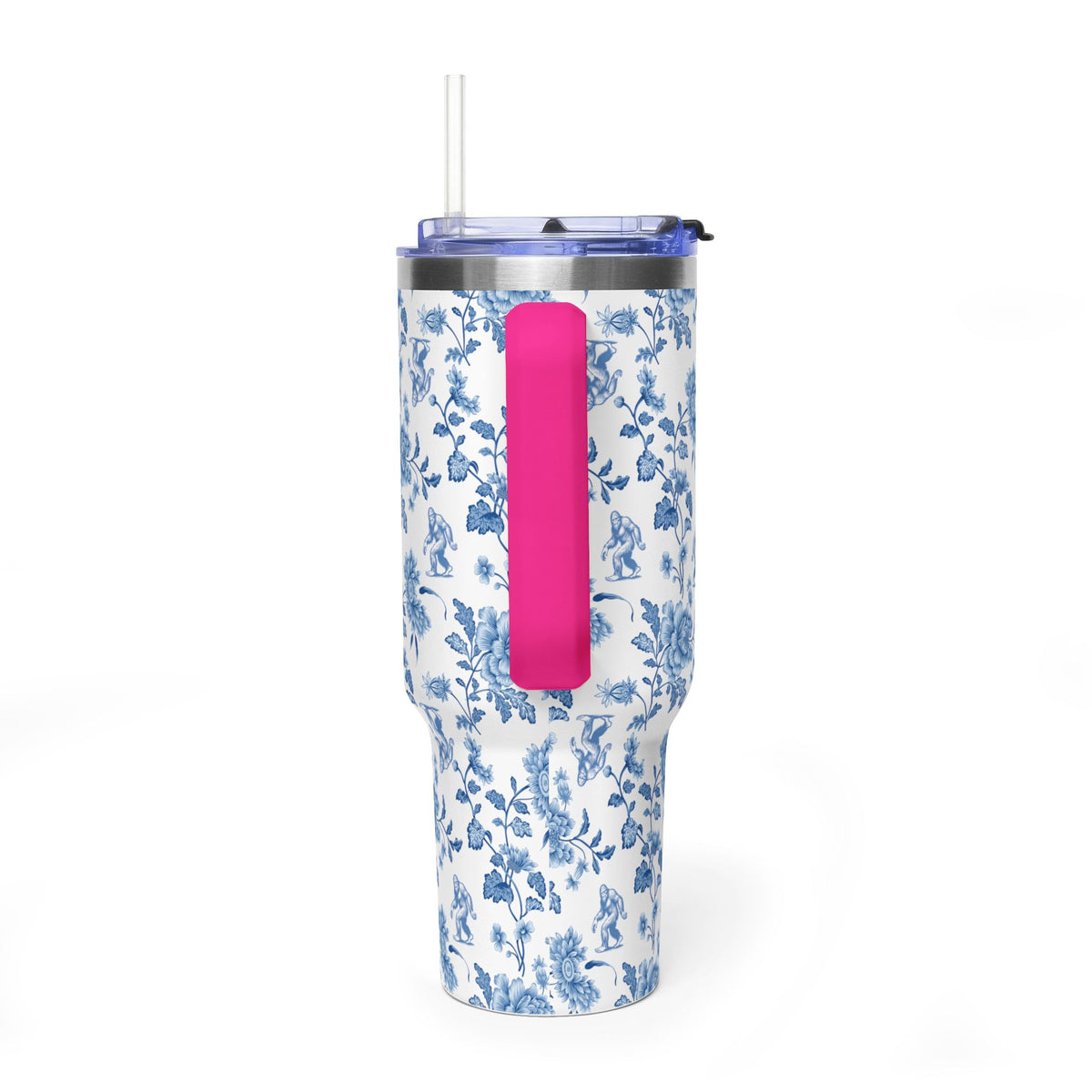 40oz Bigfoot Floral Vacuum Tumbler – Insulated Travel Mug with Straw