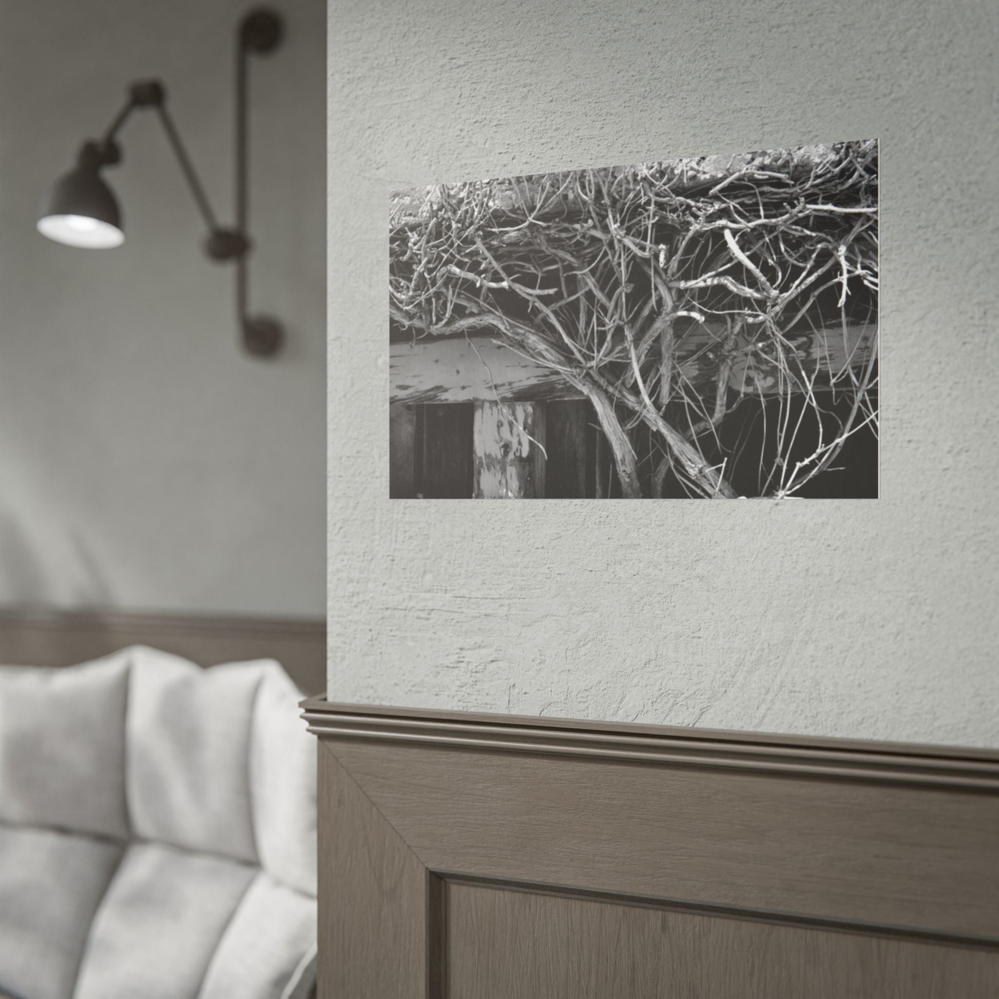 Black & White Rustic Vine Photography Poster — Rolled Wall Art