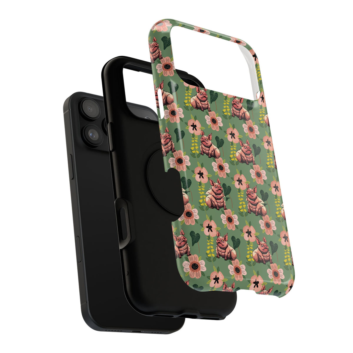 Floral Squonk Pattern Impact Phone Case — Protective iPhone Cover with Pink Flowers
