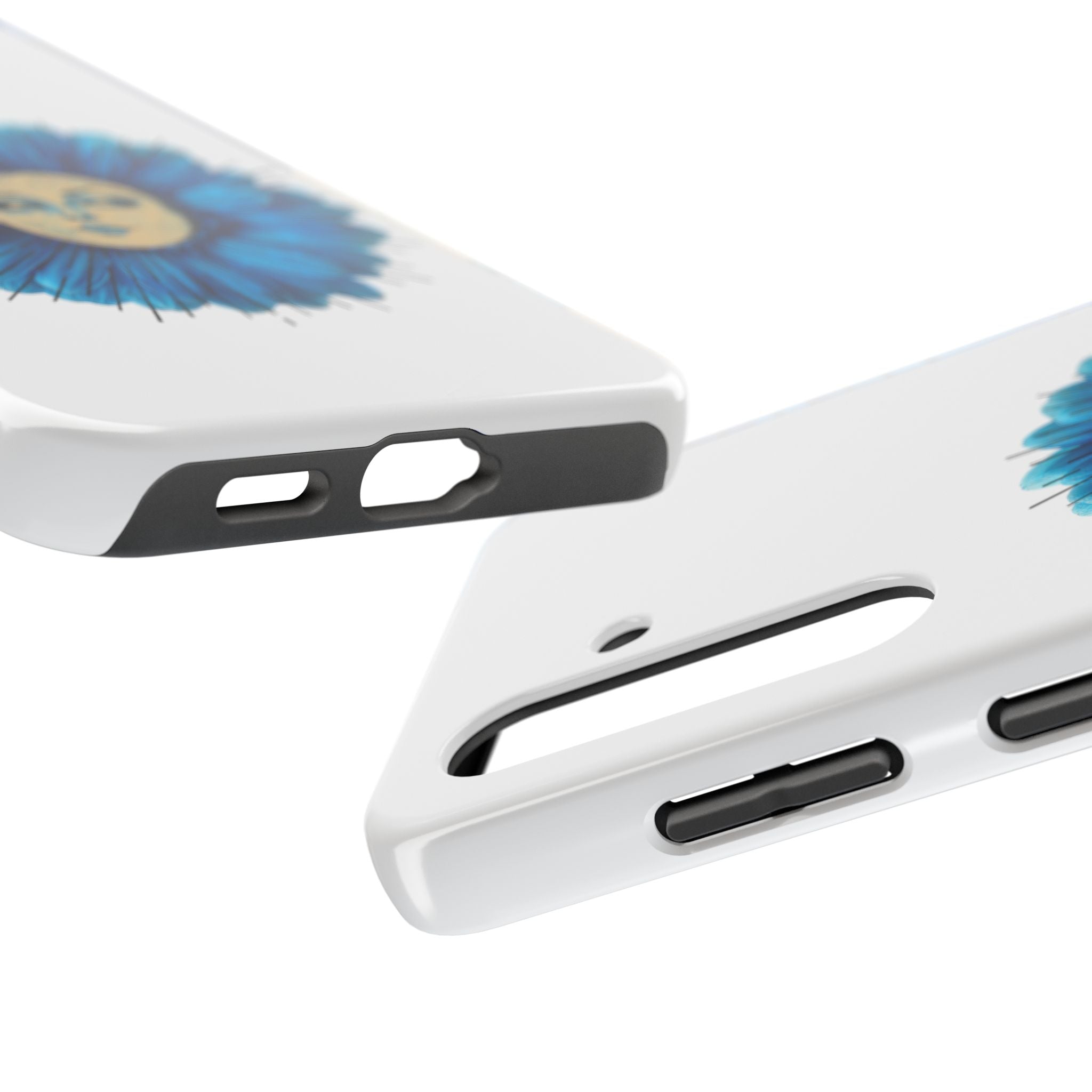 Tough Phone Case — Blue flower Face Protective Phone Cover