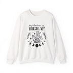 Crewneck Sweatshirt — "My Vibrations Are HIGH AF" Crystal Moon Graphic