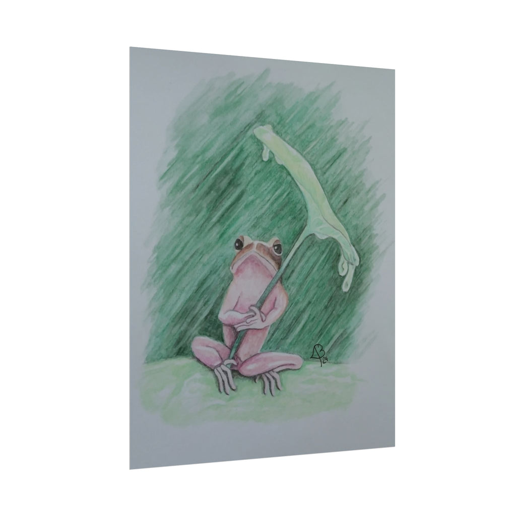Whimsical Pink Frog Art Print for Nursery & Nature Lovers