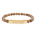 Personalize it! Engravable Natural Stone Stretch Bracelet — Bar Bead Bracelet ("I am enough")