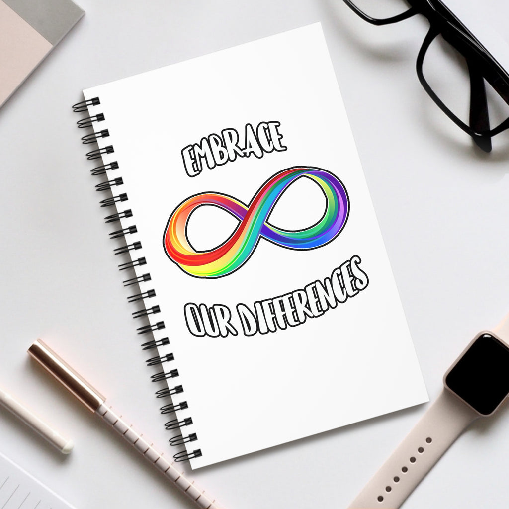 Spiral Journal — "Embrace Our Differences" Rainbow Infinity Notebook