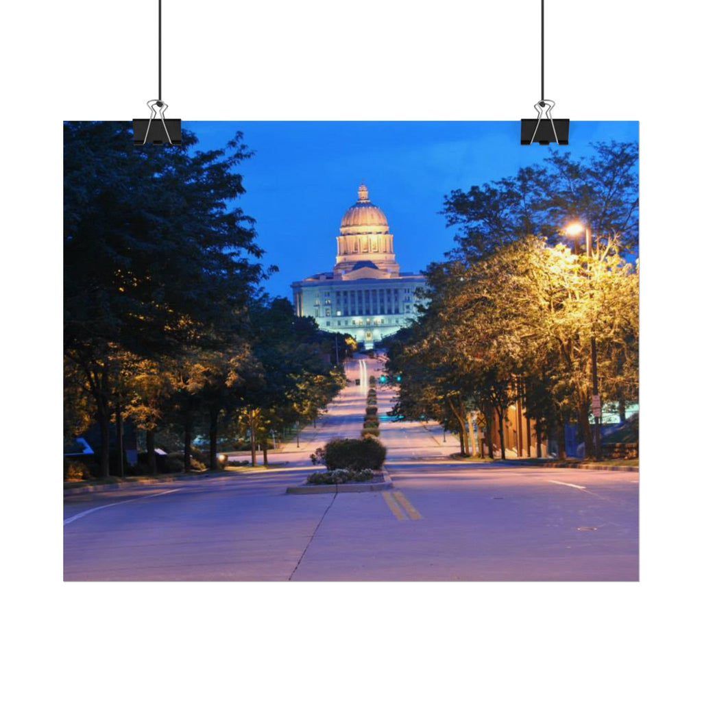 Rolled Poster — Nighttime Missouri Capitol Building Cityscape Wall Art