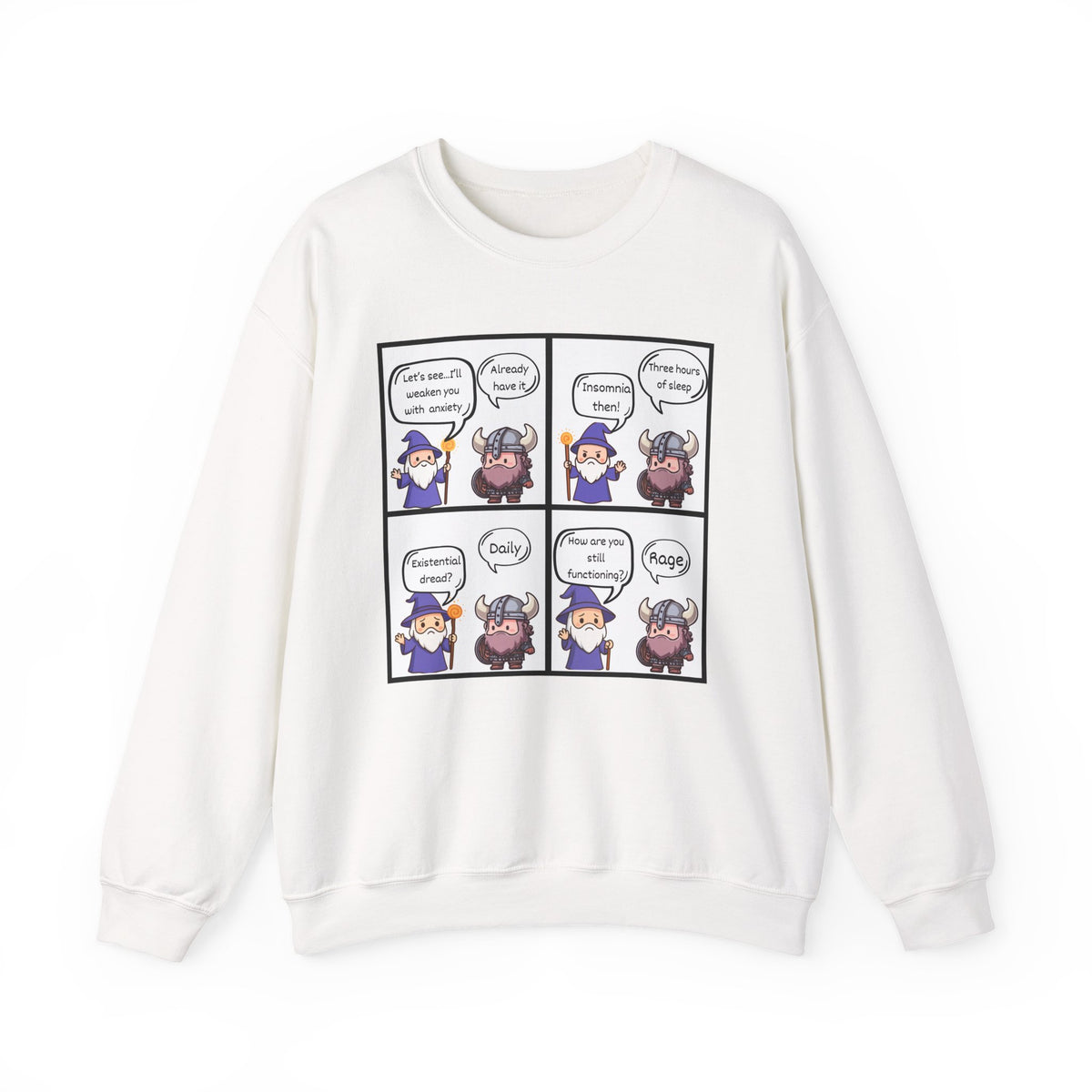 Comic D&D Sweatshirt — Cute Panel Cartoon Crewneck