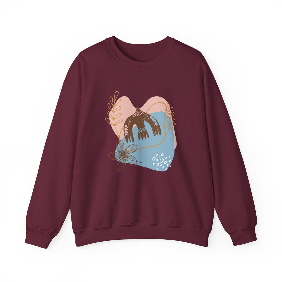 Bohemian Crewneck Sweatshirt — Floral Abstract Vintage Vibe