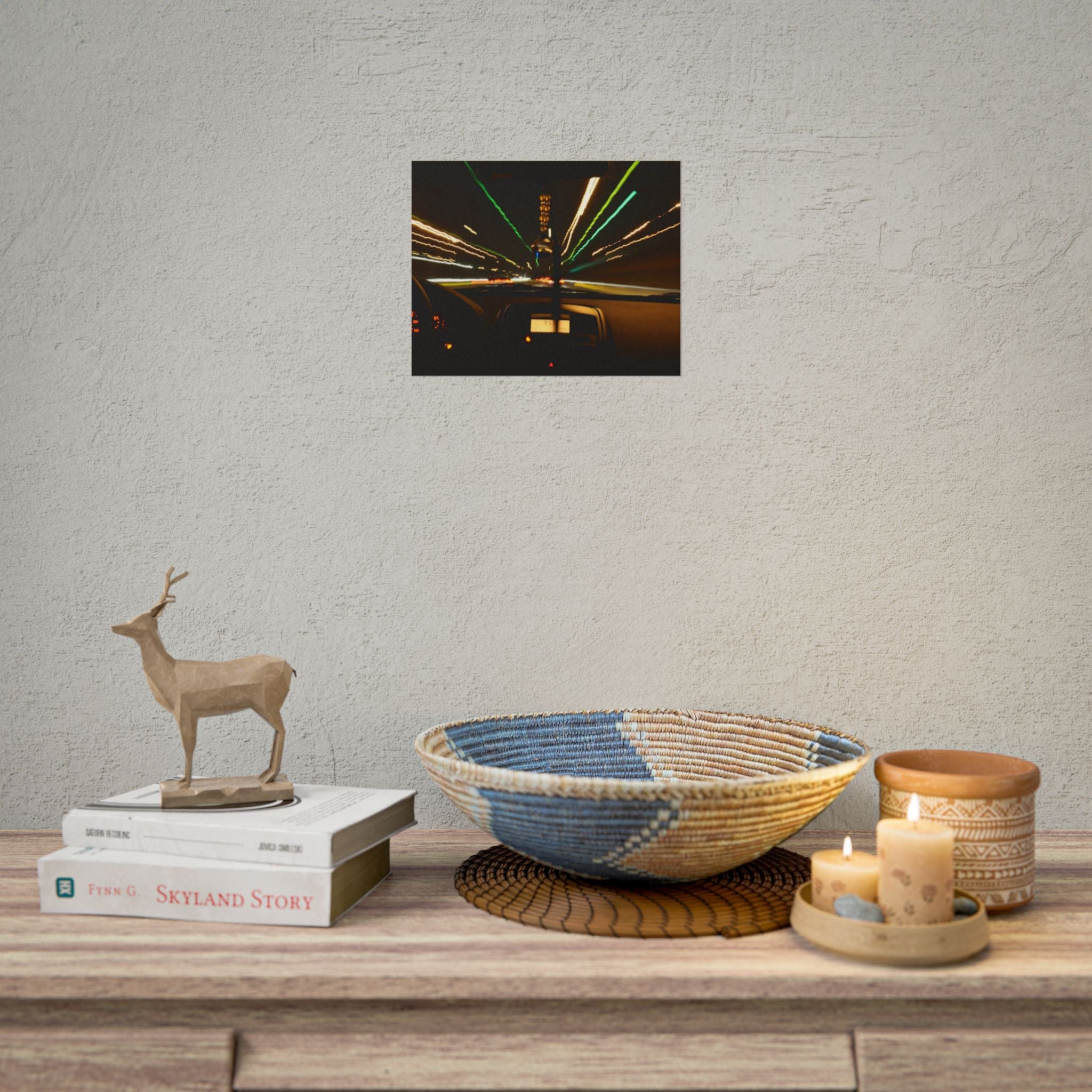 Night Drive Light Trails Poster - Rolled Wall Art