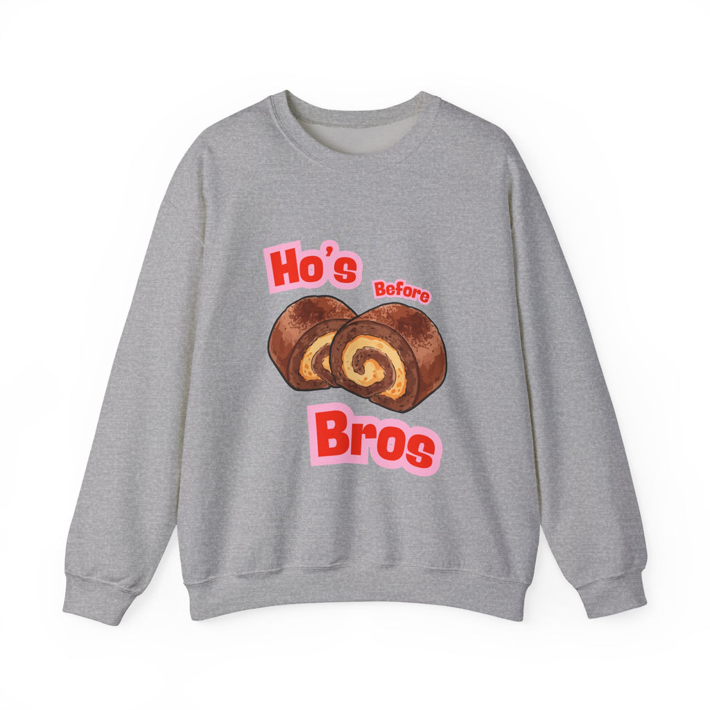 Crewneck Sweatshirt — "Ho's Before Bros" Food Pun Graphic