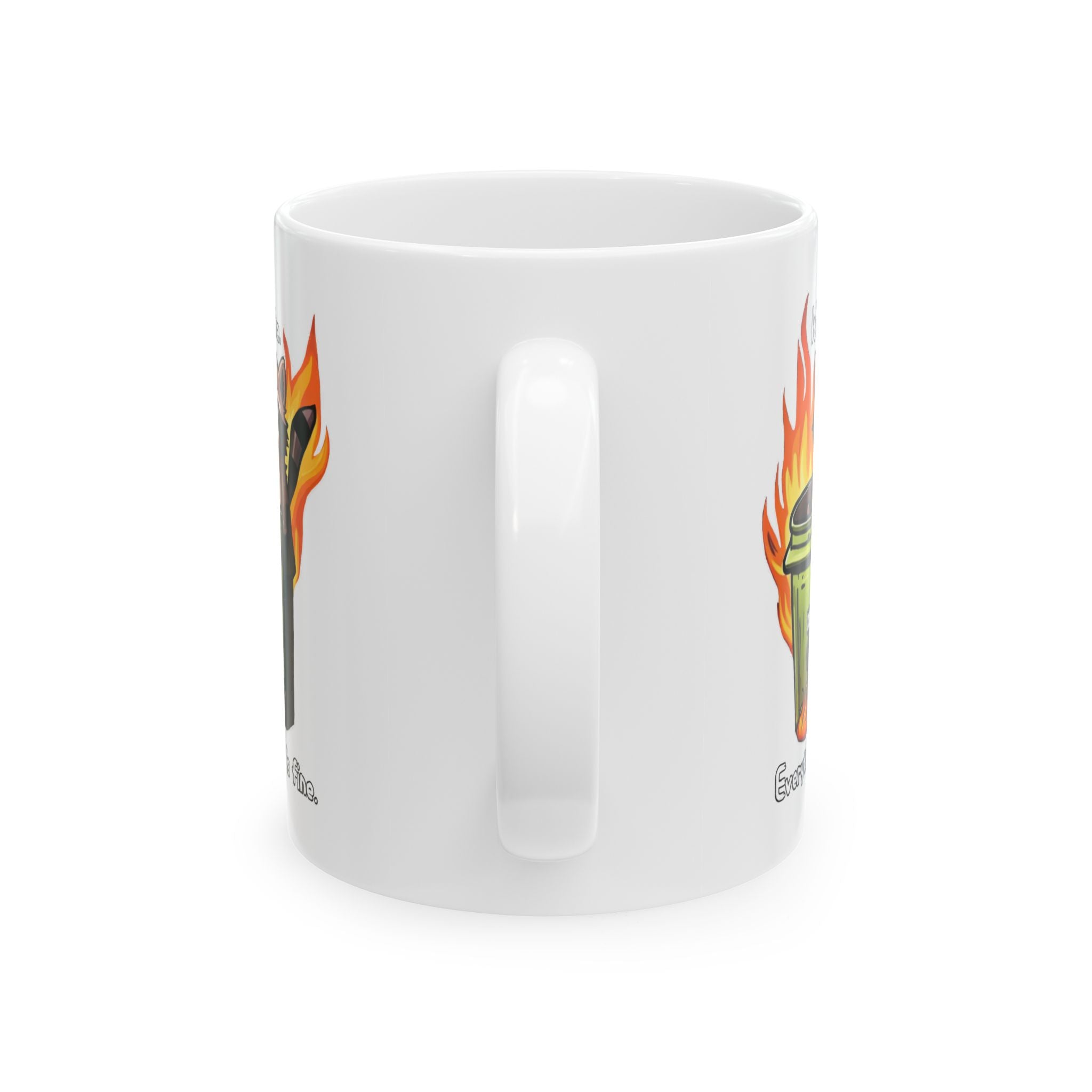 "It's Fine-Everything is Fine" Ceramic Mug — Bold Retro Fire Graphic Coffee Cup (11oz & 15oz)