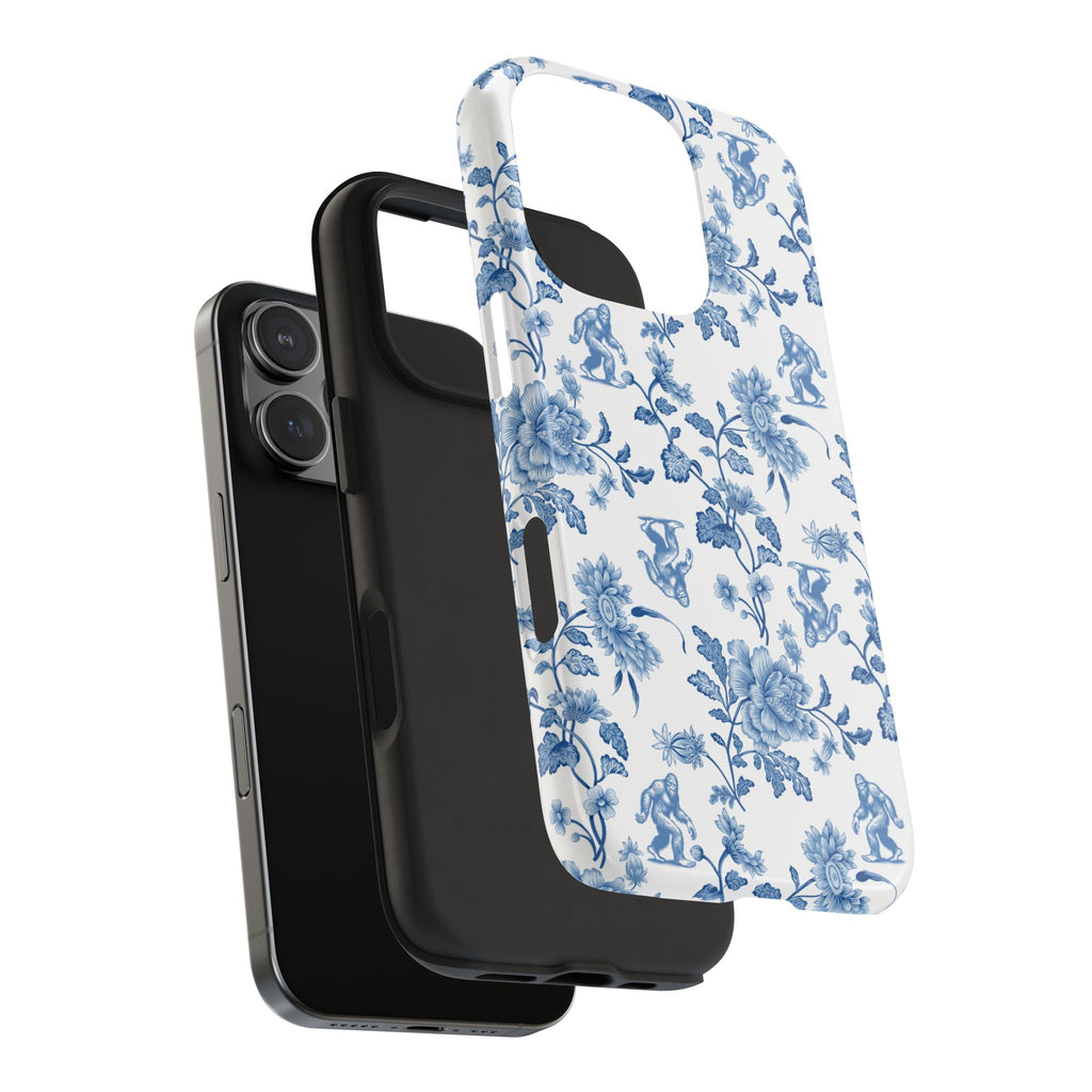 Bigfoot Floral Porcelain Tough Phone Case — Vintage Delft Pattern Protective Phone Case